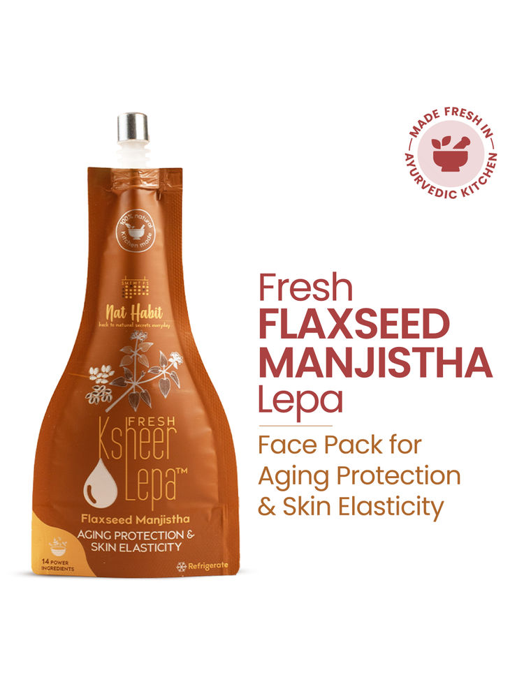 Nat Habit Flaxseed Manjistha Ksheer Lepa, Anti Aging Face Mask, Skin Elasticity, Ayurvedic Clay Pack