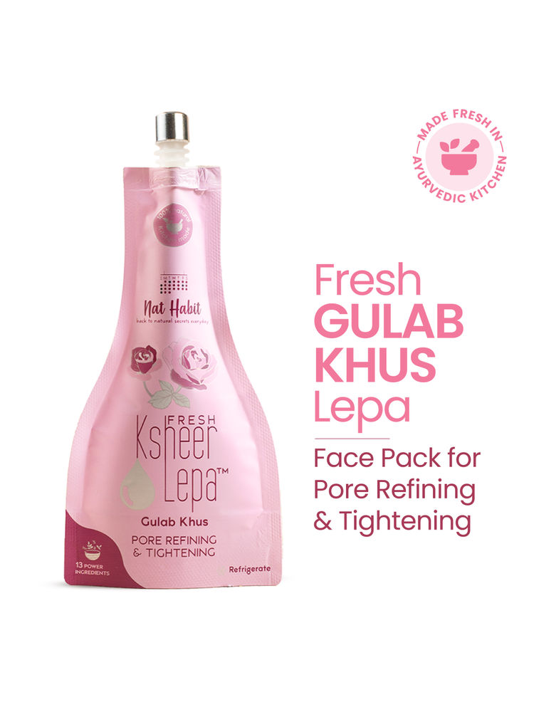Nat Habit Gulab Khus Ksheer Lepa, Clay Face Mask for Pore Refining & Tightening, Ayurvedic Face Pack
