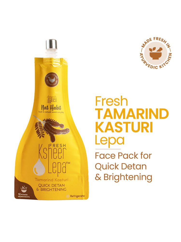Nat Habit Tamarind Kasturi Ksheer Lepa, Anti Tan Face Mask for Quick Detan & Brightening, Clay Mask