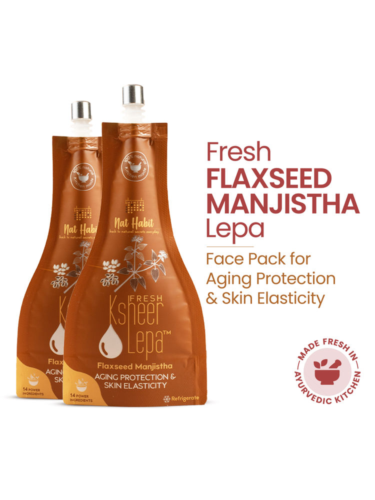 Nat Habit Flaxseed Manjistha Ksheer Lepa, Anti Aging Face Mask, Skin Elasticity, Ayurvedic Clay Pack-picture-44