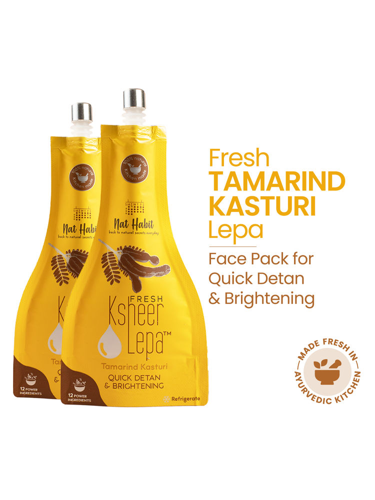 Nat Habit Tamarind Kasturi Ksheer Lepa, Anti Tan Face Mask for Quick Detan & Brightening, Clay Mask-picture-27