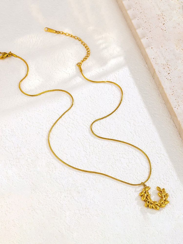 Designs & You Gold Plated Anti Tarnish Crescent Moon Themed Pendant-image-3