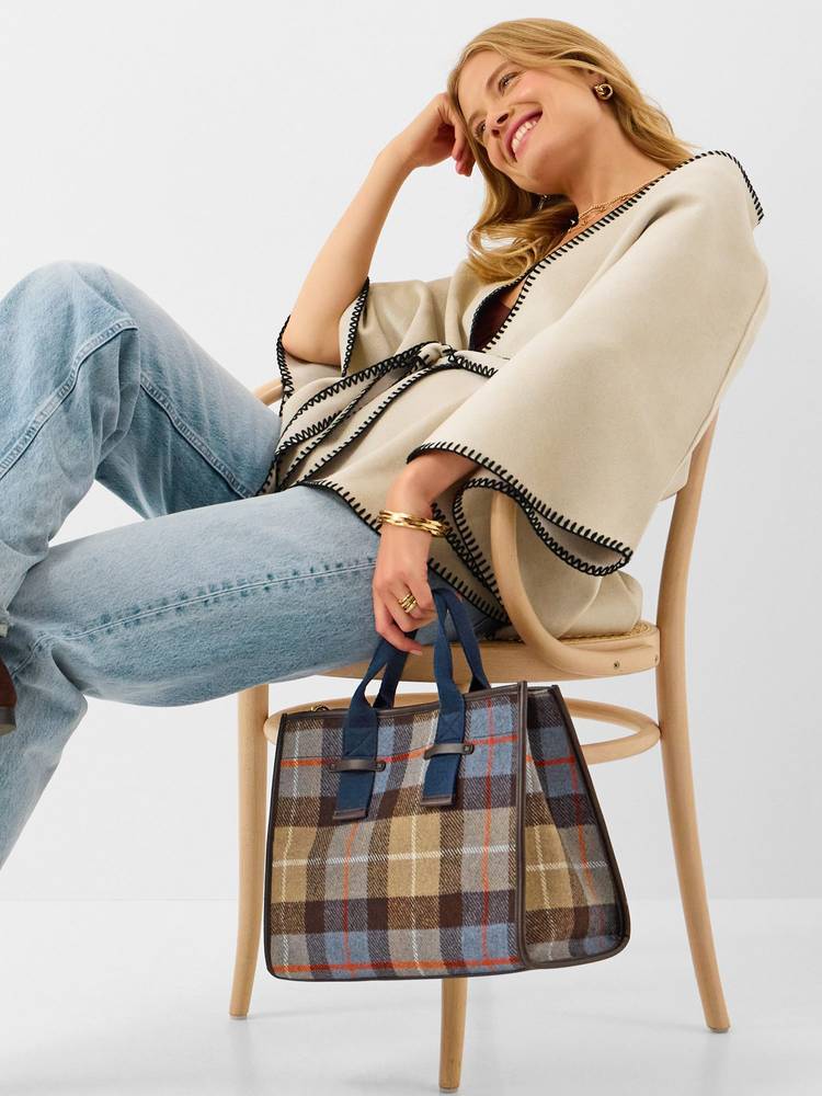 Accessorize London Women Multi-Color Checks Handbag with Detachable Strap-picture-12