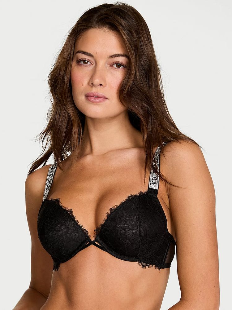 victoria's secret intimates Victoria's Secret Very Sexy Shine Strap Lace Black Push-Up Bra-picture-30