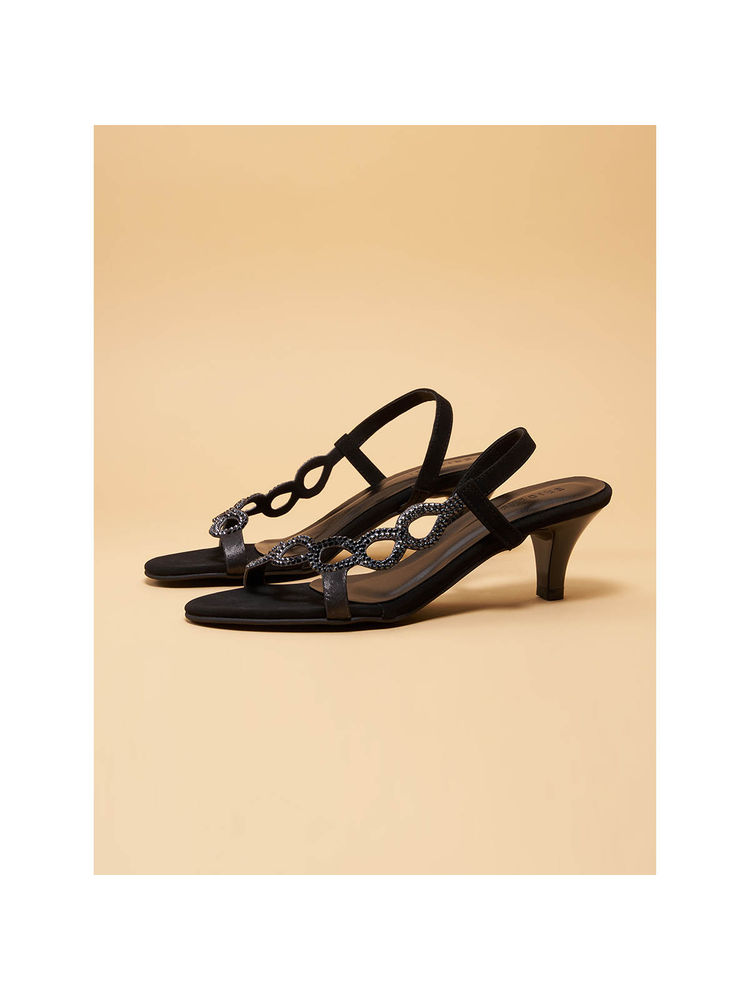 Eridani Anayaa Embellished Black Pencil Heel Sandals-picture-16