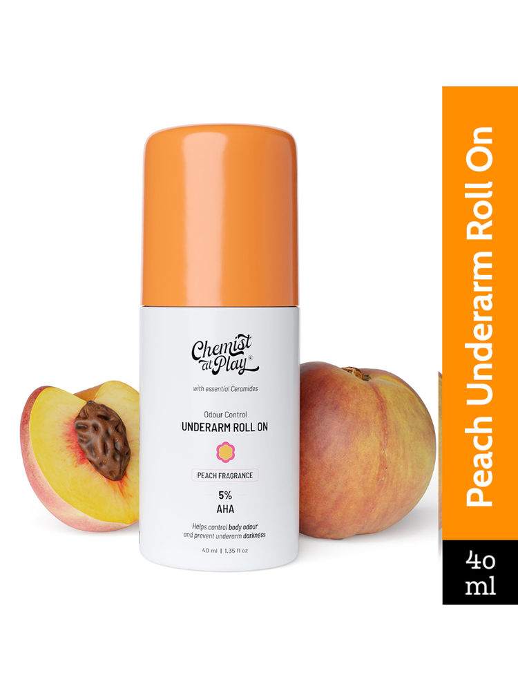 Chemist at Play 5% AHA Underarm Roll On Lactic Acid Deodrant for Men & Women - Peach Fragrance