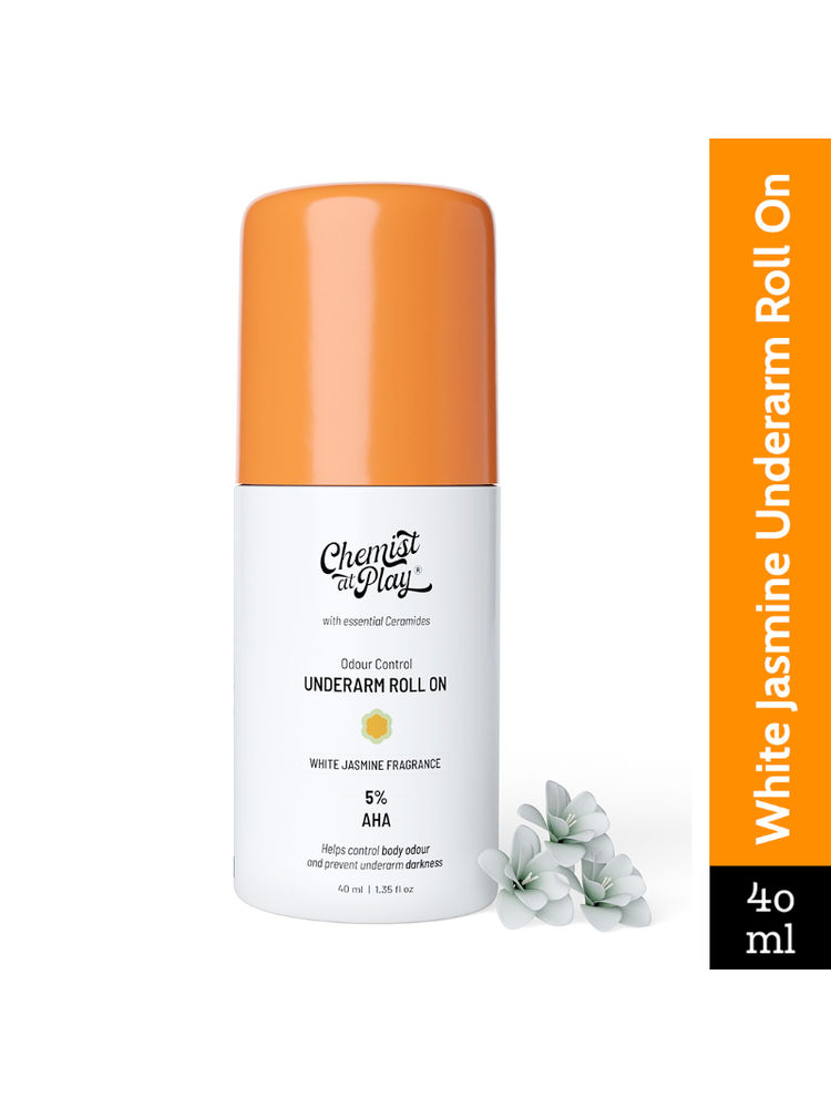Chemist at Play 5% AHA Underarm Roll On Deodrant Lactic Acid for Men & Women - White Jasmine