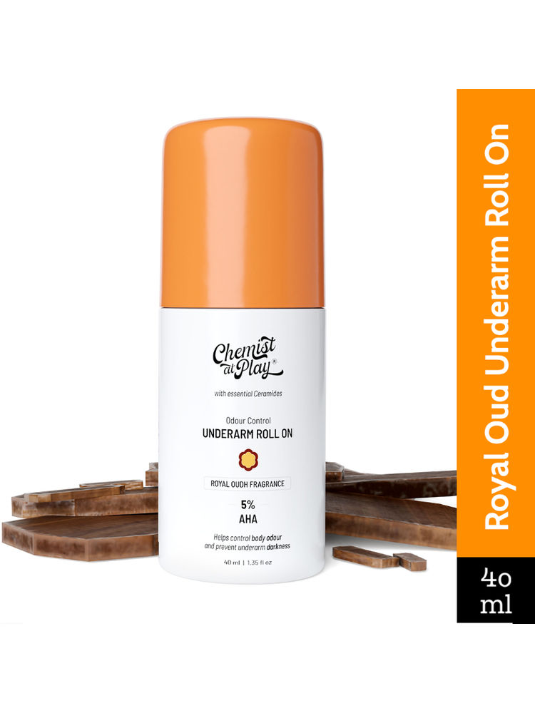 Chemist at Play 5% AHA Underarm Roll On Deodrant Lactic Acid Men & Women - Royal Oudh Fragrance