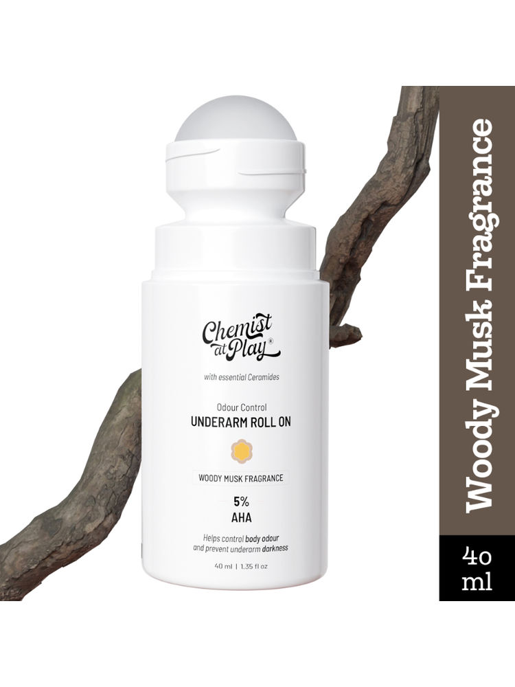 Chemist at Play 5% AHA Underarm Roll On Lactic Acid for Dark Underarm & Odour Control - Woody Musk