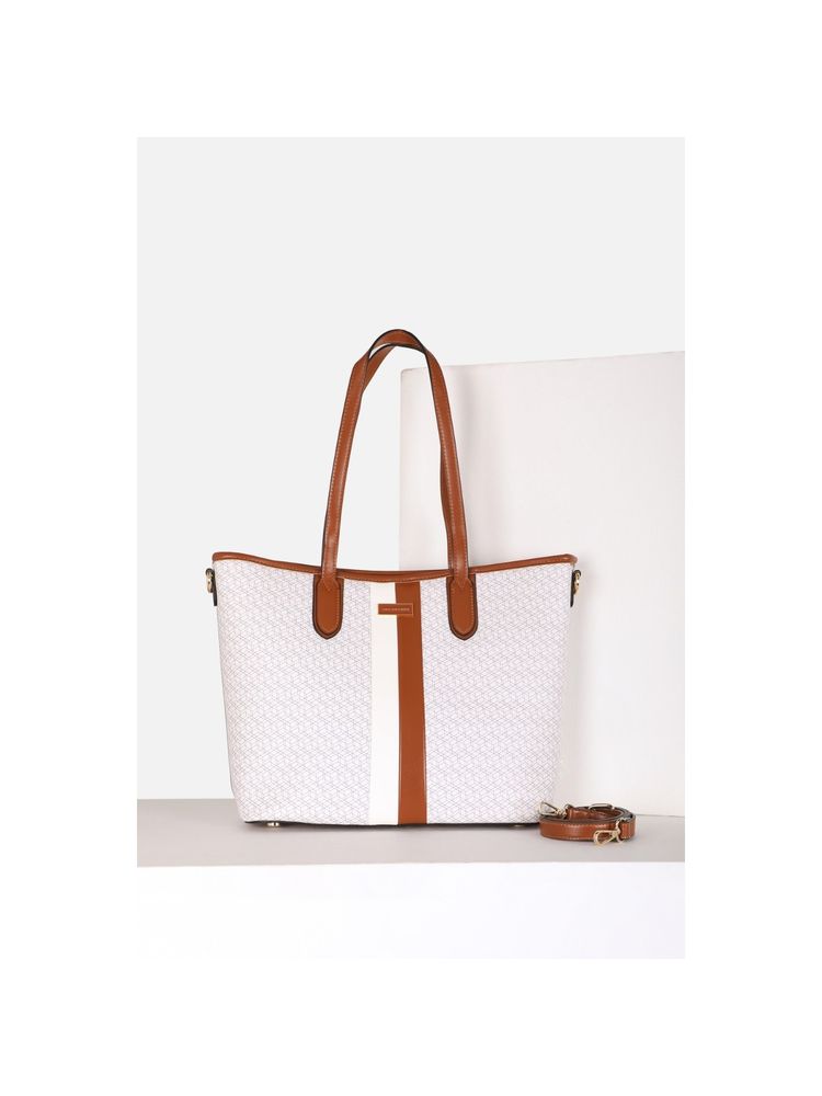 Van Heusen Women White Print Casual Tote Bag with Detachable Strap-picture-41