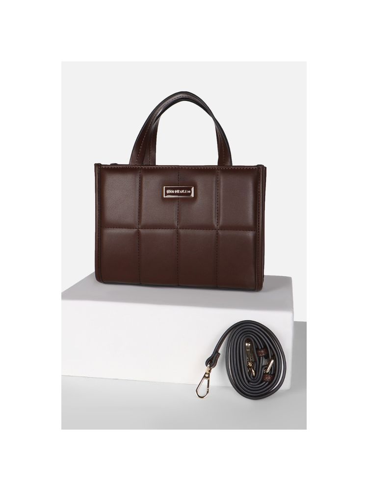 Van Heusen Women Brown Solid Casual Tote Bag with Detachable Strap-image-16
