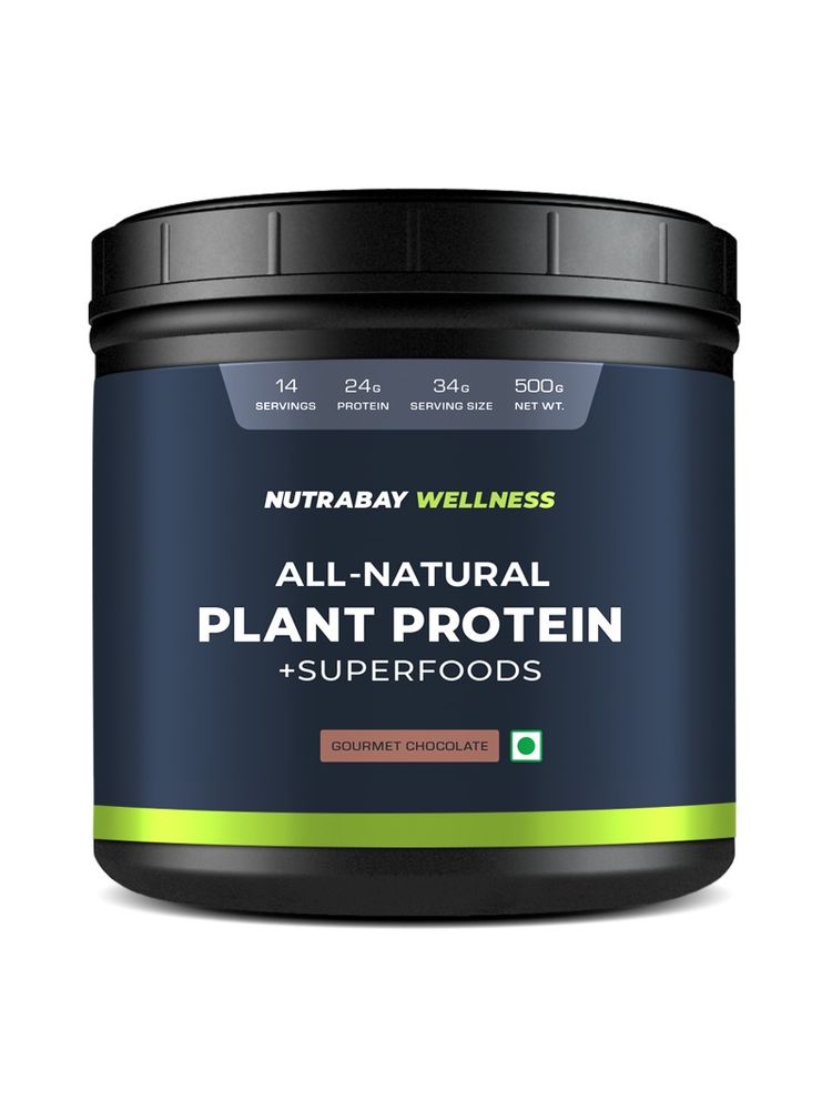 Nutrabay Wellness All-Natural Plant Protein Powder + Superfoods - Gourmet Chocolate