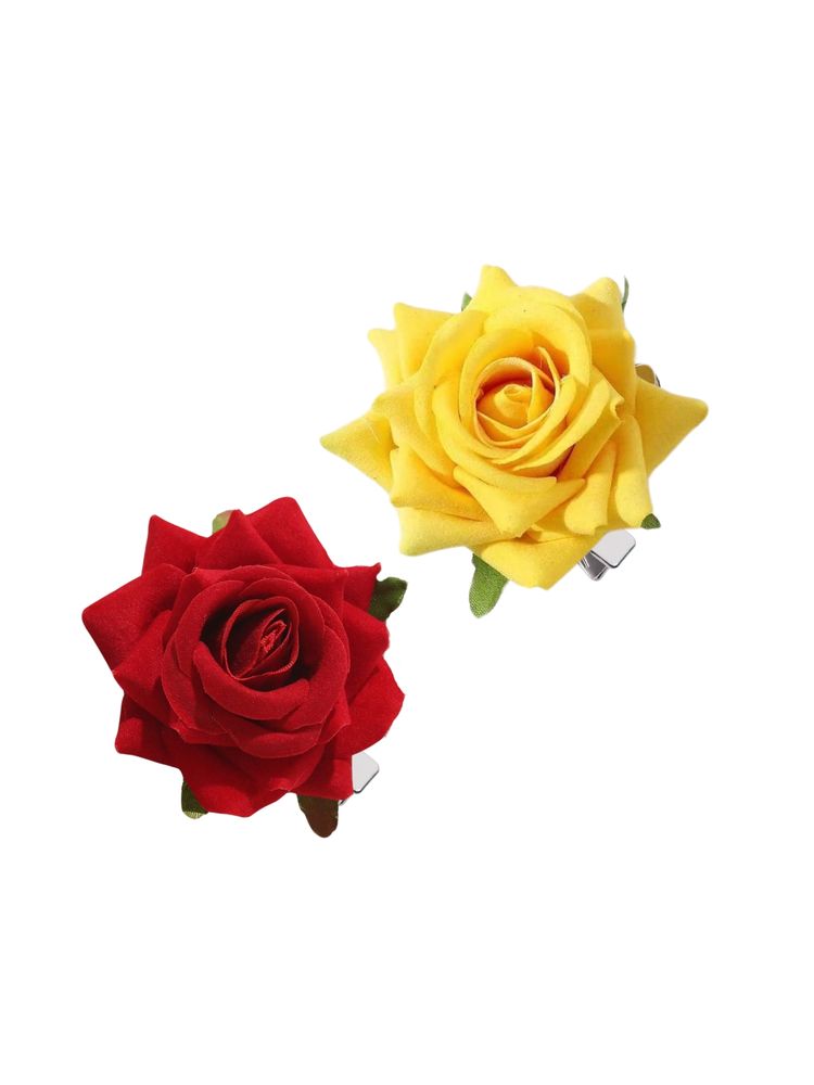 Matra Rose Hair Clip Artificial Flower Accessory Bridal Floral Brooch Pin Bun Braid Juda Red Yellow-picture-6