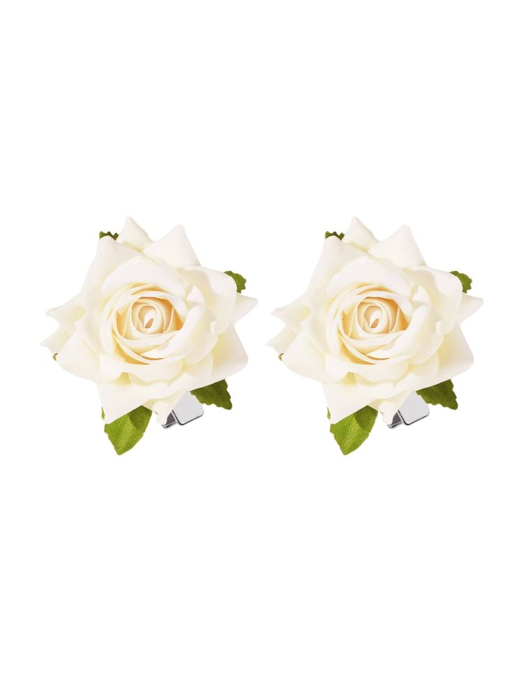 Matra Rose Hair Clip Artificial Flower Accessory Bridal Floral Brooch Pin for Bun Braid Juda White-image-31