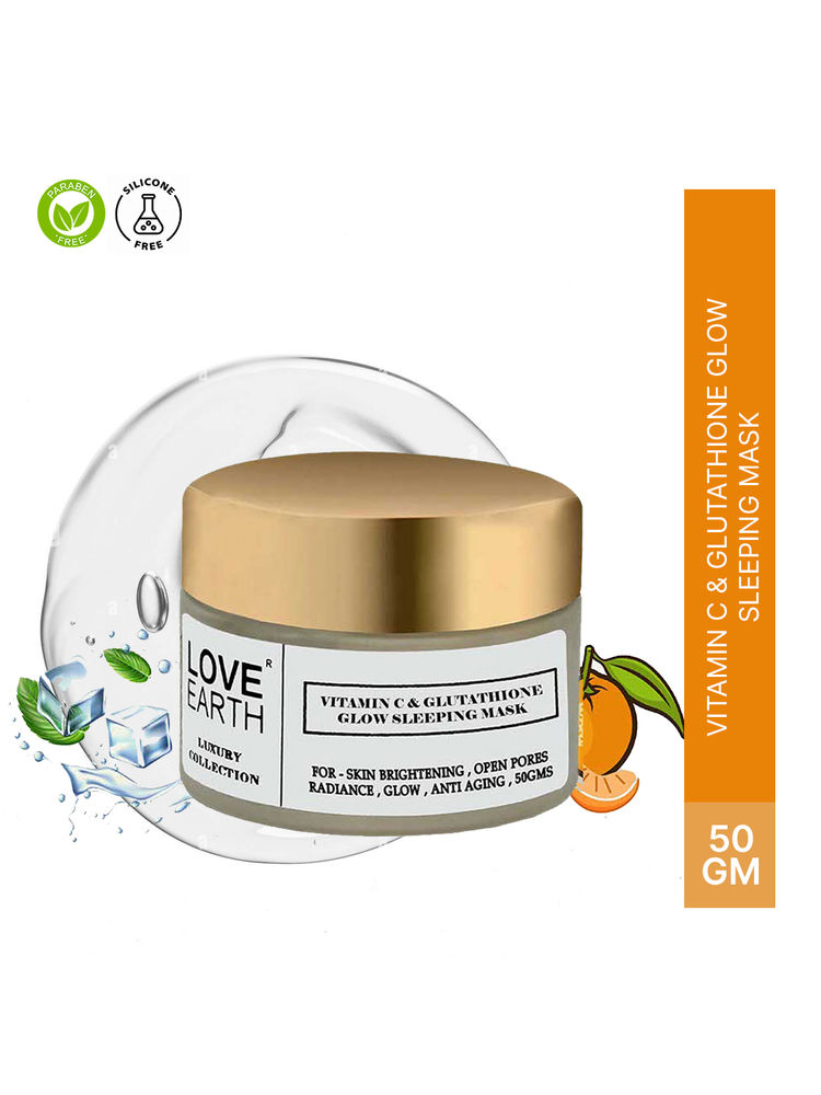 Love Earth Vitamin C and Glutathione Glow Sleeping Mask with Aloe Vera for Skin Hydration