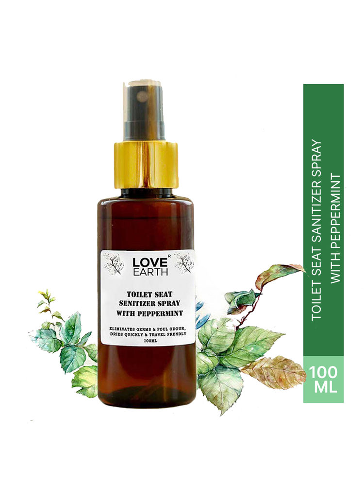 Love Earth Toilet Seat Sanitizer Spray with Peppermint Eliminates Germs & Foul Odour