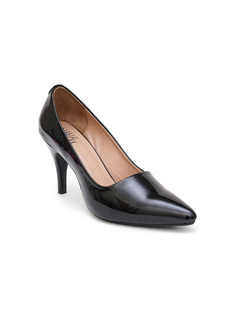 SHUZ TOUCH Solid Black Stiletto Pumps-picture-23