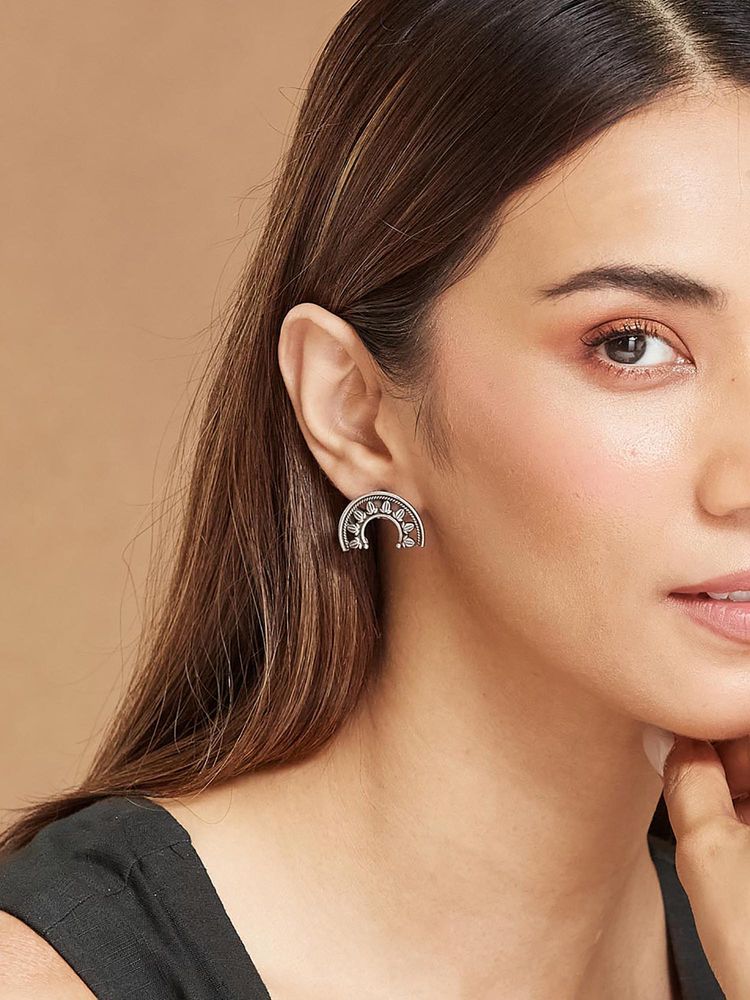 Fabindia Silver Studs Earrings-image-4