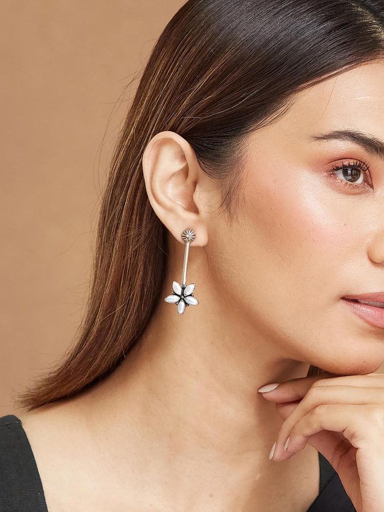 fabindia fashion Fabindia White Silver Dangler Earrings-picture-11