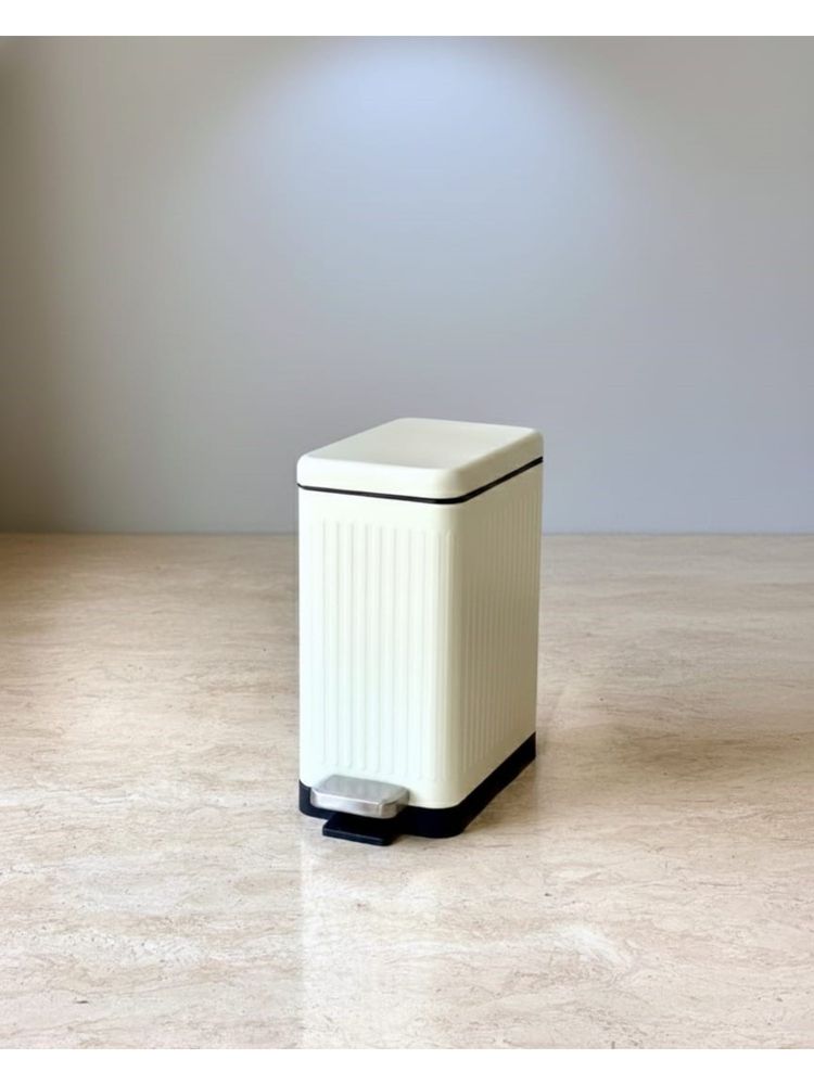 HOME 360 Modern Off-White Rectangular Step Dustbin With Soft Close Lid-picture-26