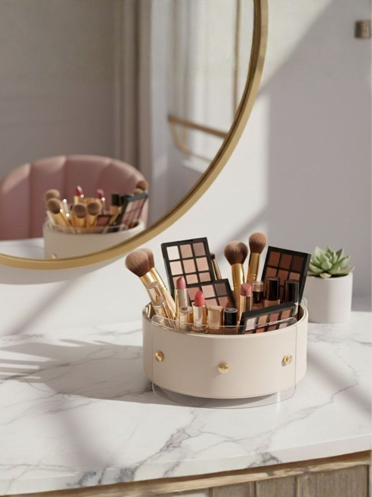 HOME 360 Luxury Round Organiser Storage Box With Lid-picture-15