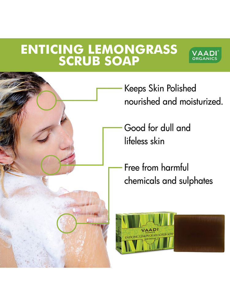 Vaadi Herbals Super Value Enticing Lemongrass Scrub Soap - Pack Of 6-picture-7