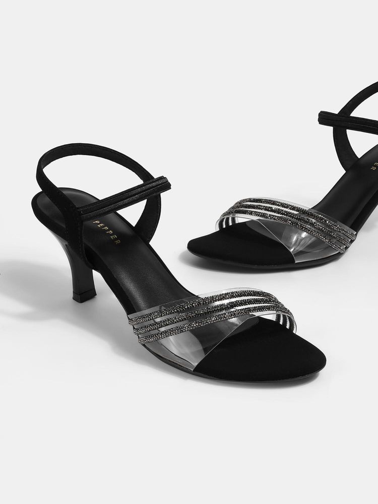 Lemon & Pepper Women Black Stiletto Heels-image-21