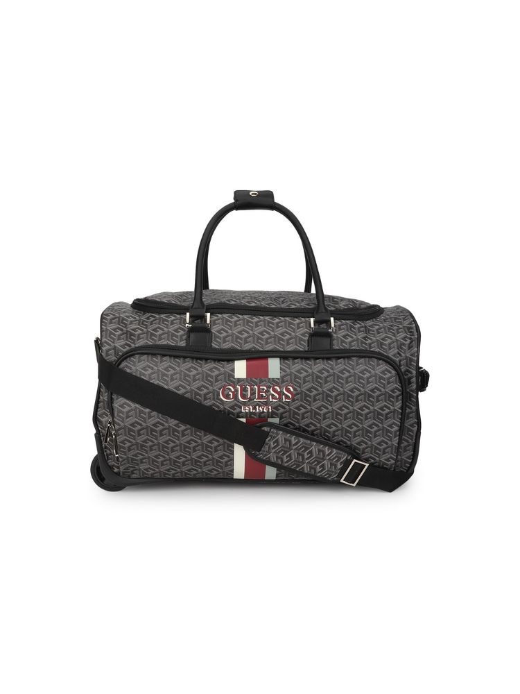 guess fashion Guess Polyurethane Charcoal Printed Women Wilder Wheeled Duffel Bag-picture-14