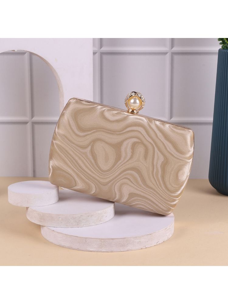 Mochi Gold Marbled Satin Finish Clutch with Gemstone Button Bag-image-32