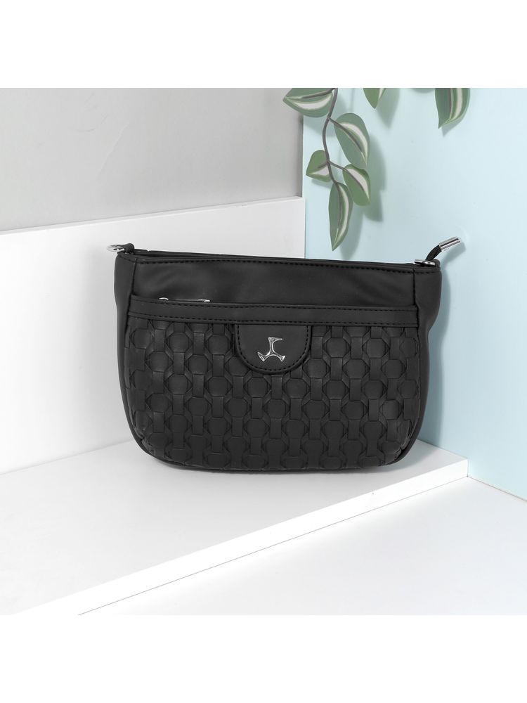 Mochi Women Faux Leather Black Sling Bag-picture-15