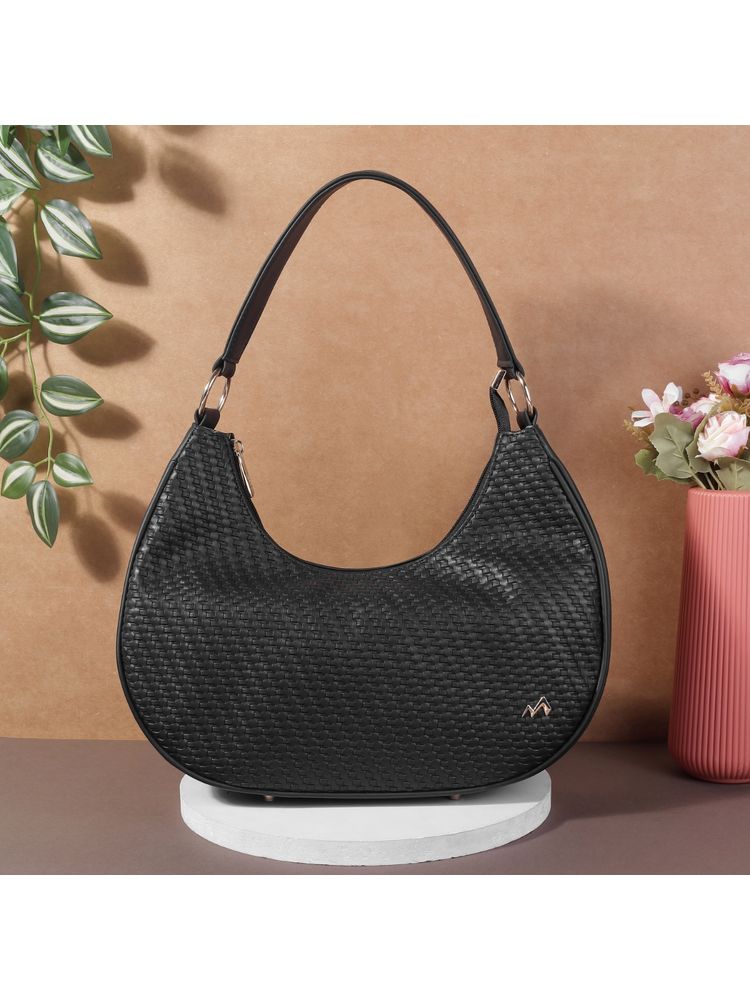 Metro Womens Black Faux Leather Textured Handbag-picture-15