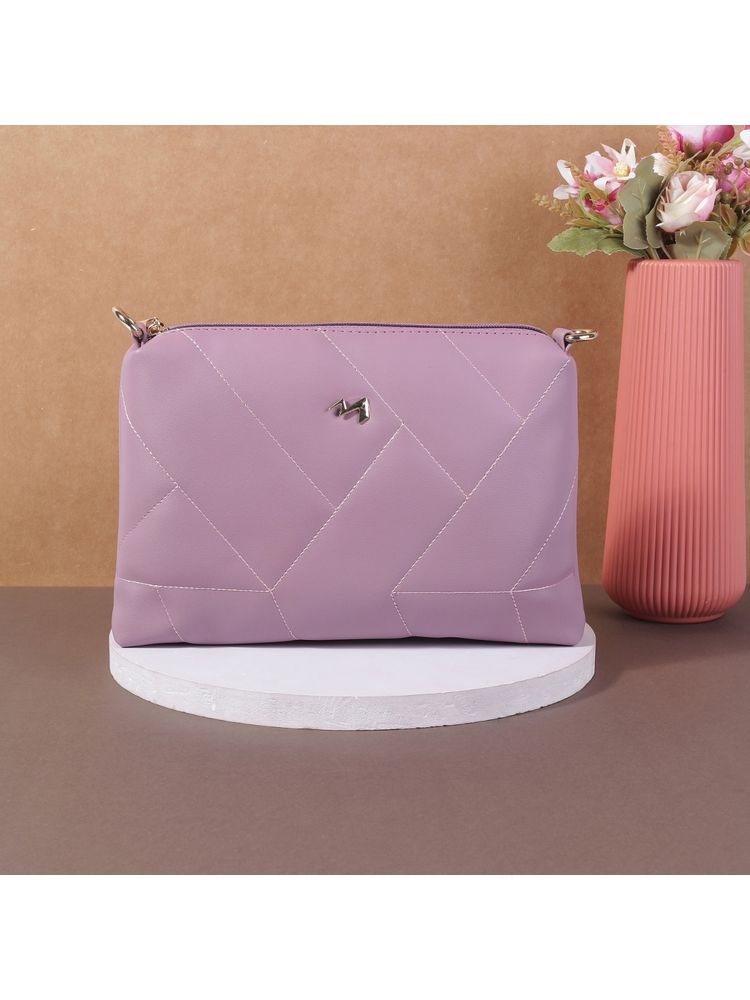 Metro Women Purple Faux Leather Quilted Sling Bag-picture-33