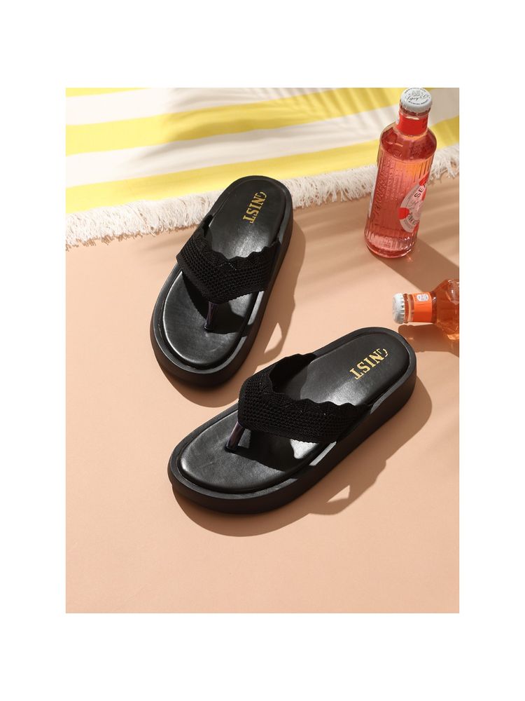 GNIST Flatform Black Wedges Heels-image-25