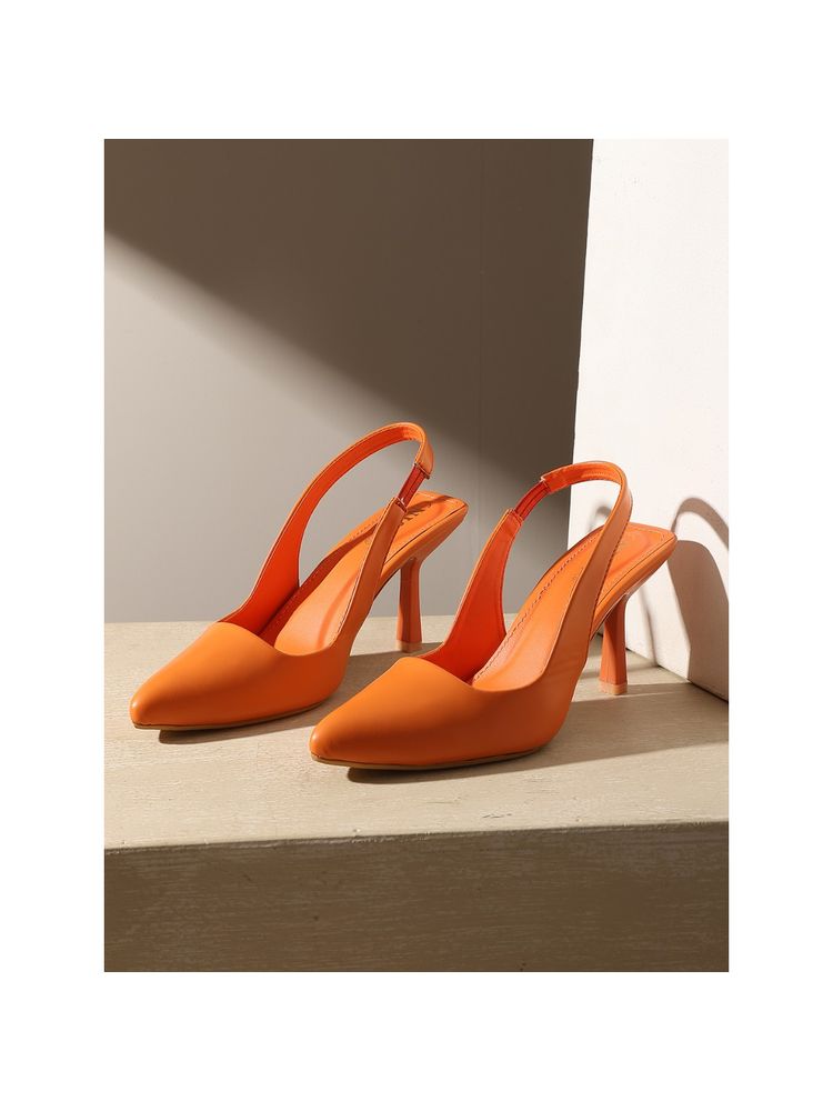 GNIST Pointed Orange Stiletto Pump Heels-picture-33