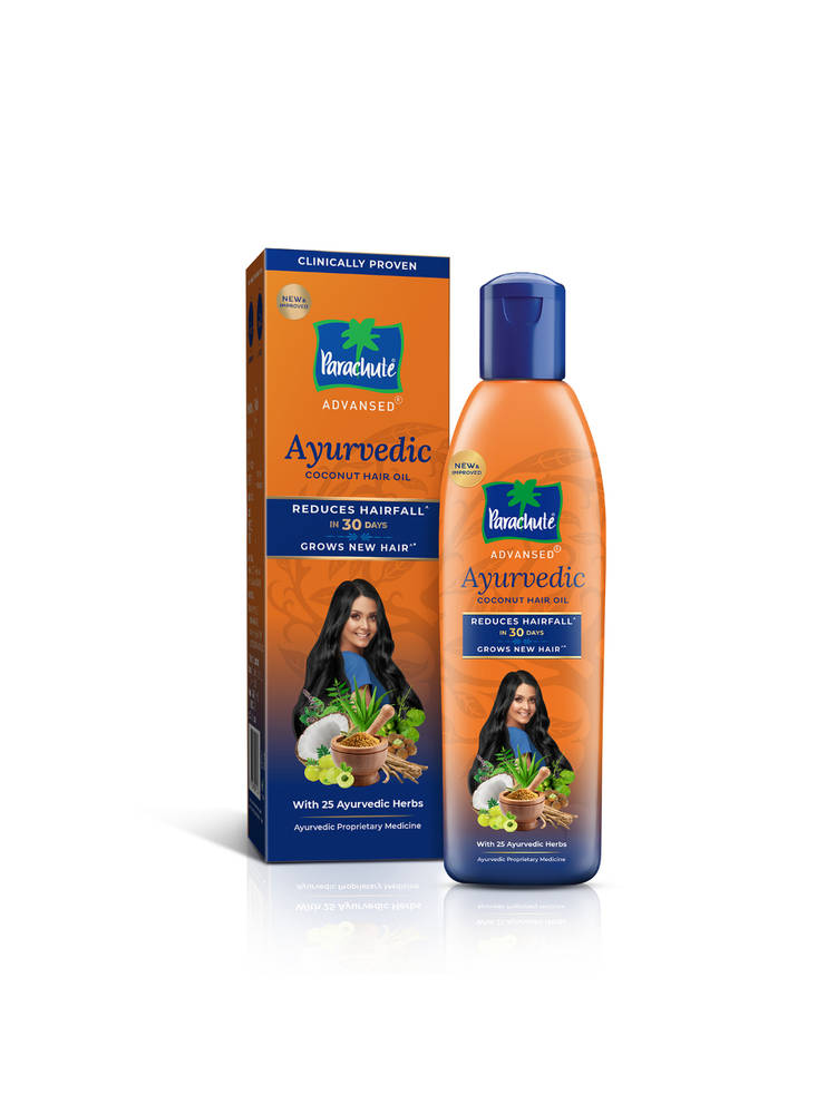 Parachute Advansed Ayurvedic Coconut Hair Oil, Hair Fall Control, Reduces Dandruff & Split End