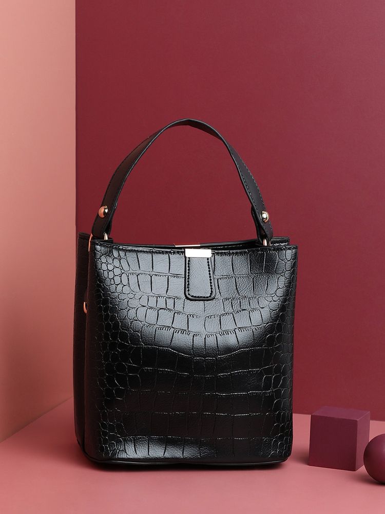Haute Sauce Black Textured Pu Bowling Hand Bag-picture-12