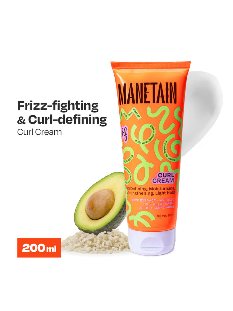 Manetain Curl Cream For Curly & Wavy Hair - Hydrating, Frizz Control, Curl Definition & Soft