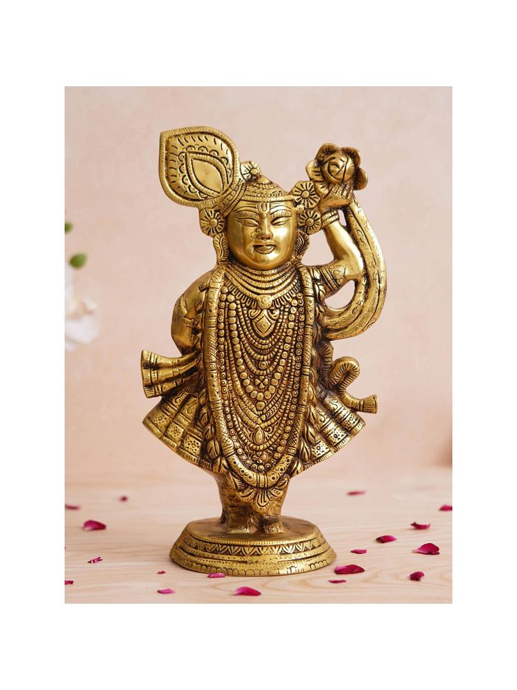 eCraftIndia Golden Brass Shreenath Ji Statue - Avatar of Shri Krishna - God Idol-picture-12