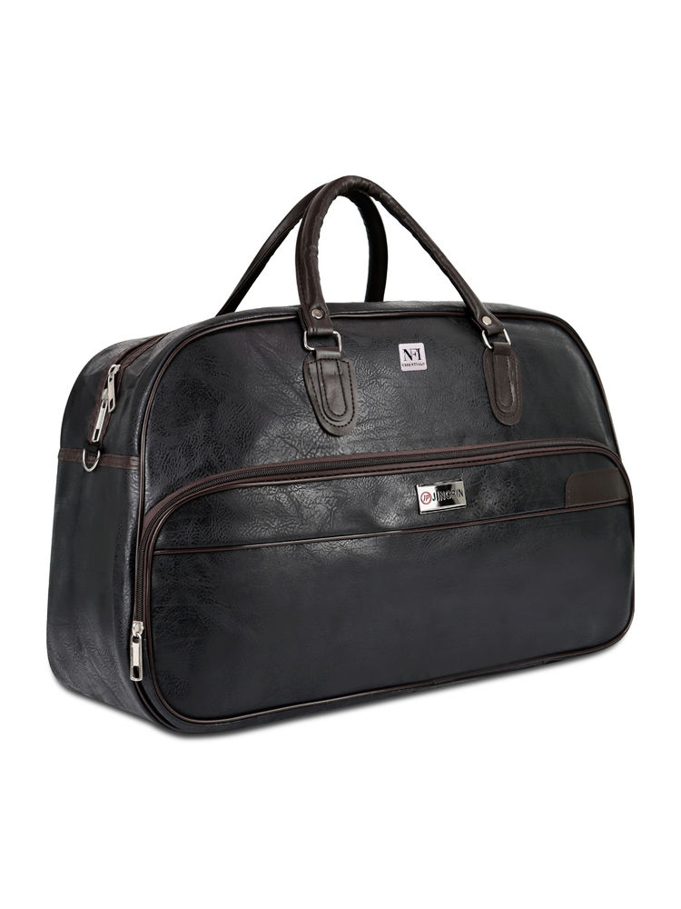 NFI Essentials Large Leather 20 Inch Duffle Bag for Travel Men and Women Black