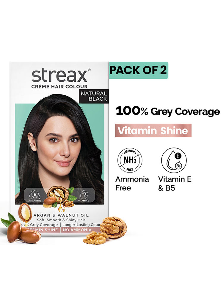 Streax Cream Hair Colour - Natural Black 1 Pack Of 2