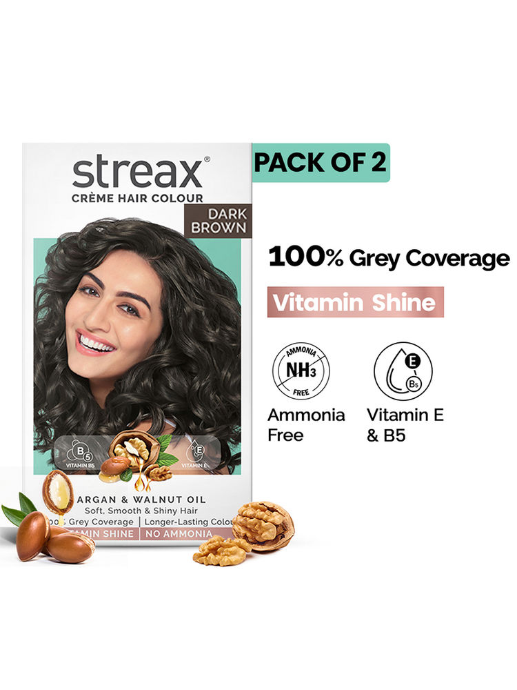 Streax Cream Hair Colour - Dark Brown 3 Pack Of 2