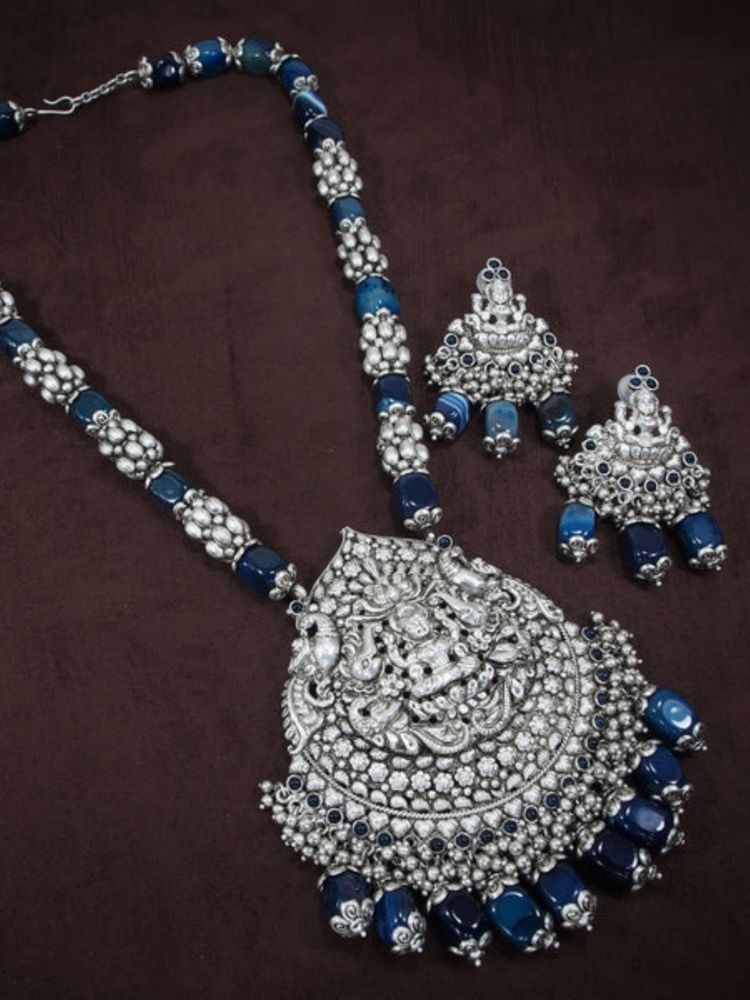I Jewels Silver-Plated Polka Kundan Stone-Studded And Beaded Jewellery Set-picture-24