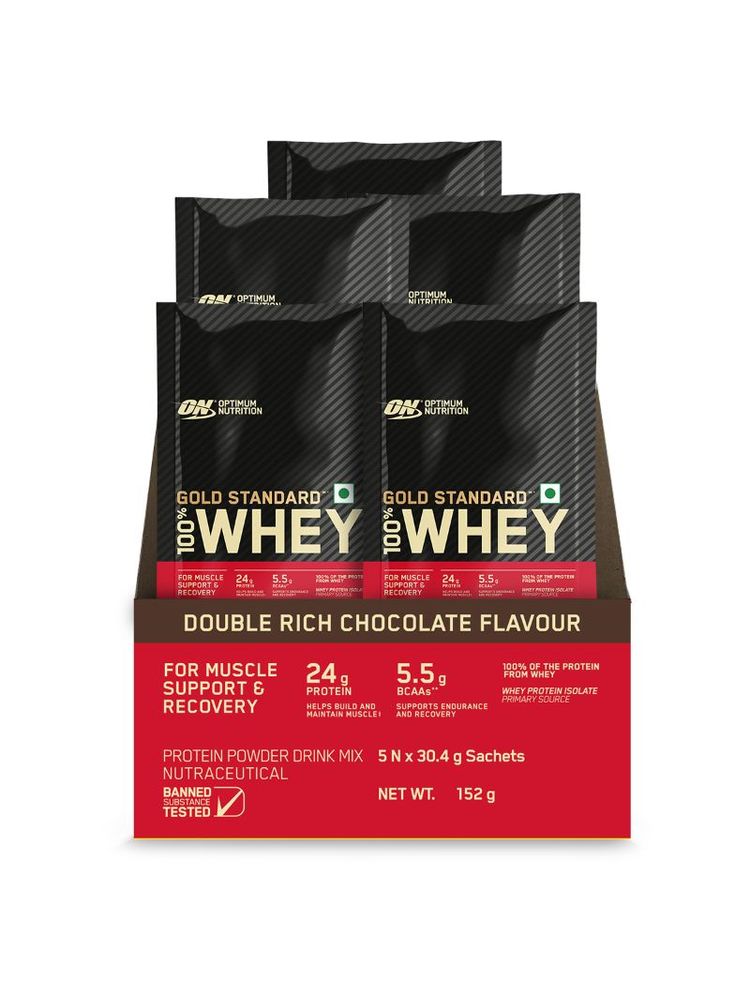 Optimum Nutrition Gold Standard 100% Whey Protein Sachets - Double Rich Chocolate - Pack Of 5