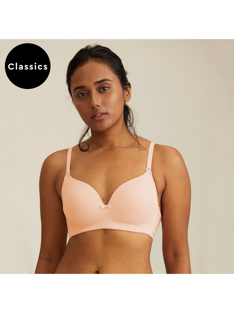 Nykd by Nykaa Breathe Cotton Padded Wireless T-Shirt Bra 3/4th Coverage - Nude NYB002