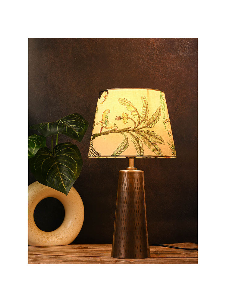Green Girgit Copper Etched V-Shaped Lamp with Taper Multicolour Green Shade-picture-32