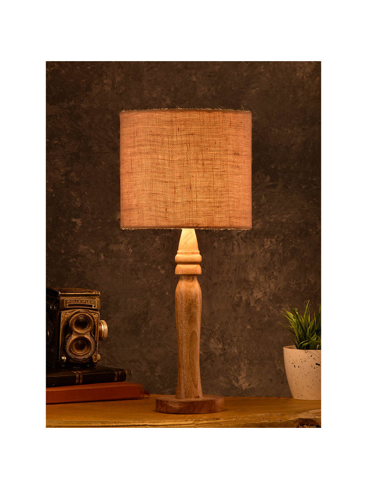 Green Girgit Round Lamp with Jute Shade-image-2
