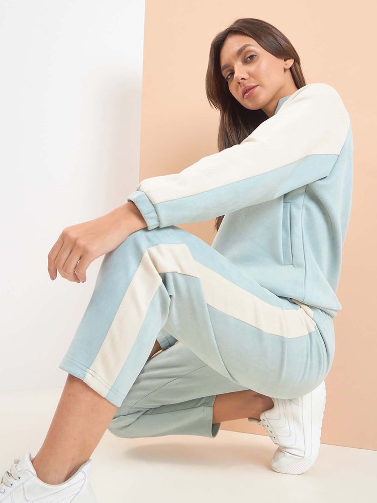 Sweet Dreams Women Blue Colorblock Tracksuit-image-44
