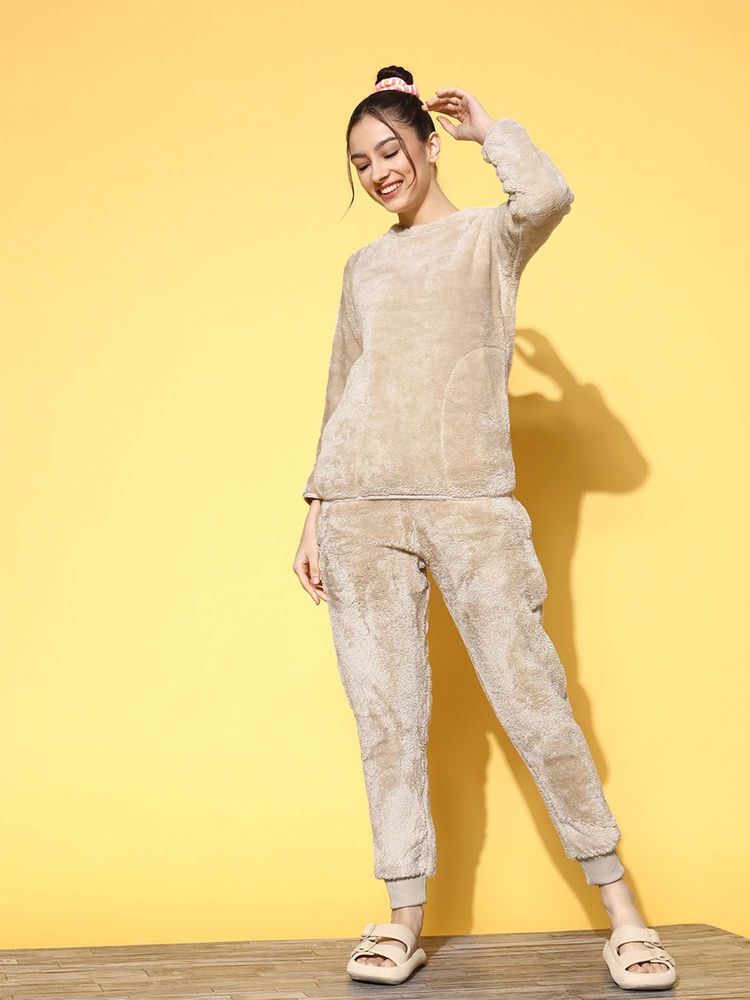 Sweet Dreams Women Beige Solid Tracksuit-picture-31