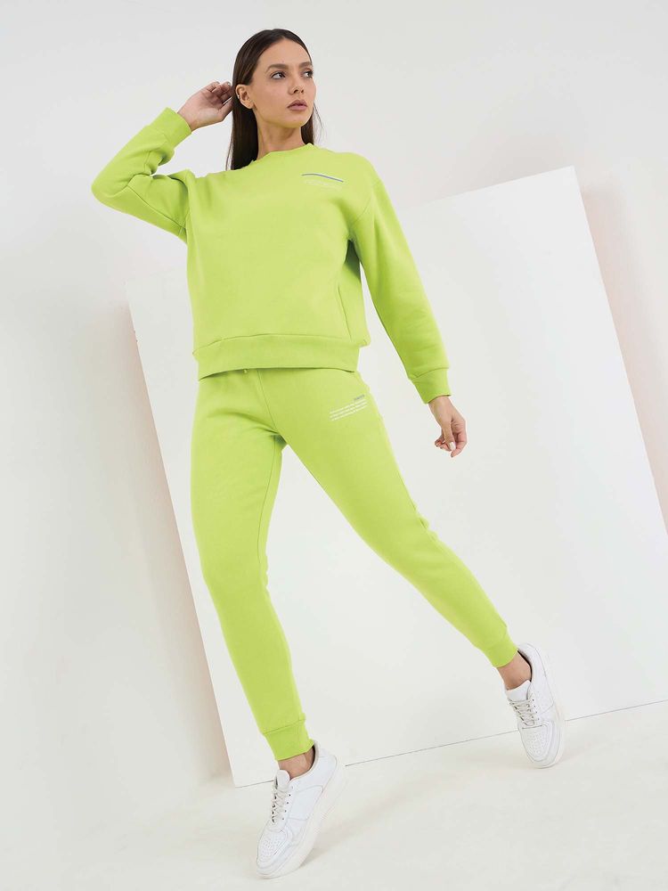 Sweet Dreams Women Green Typography Sweatshirt with Joggers-picture-20