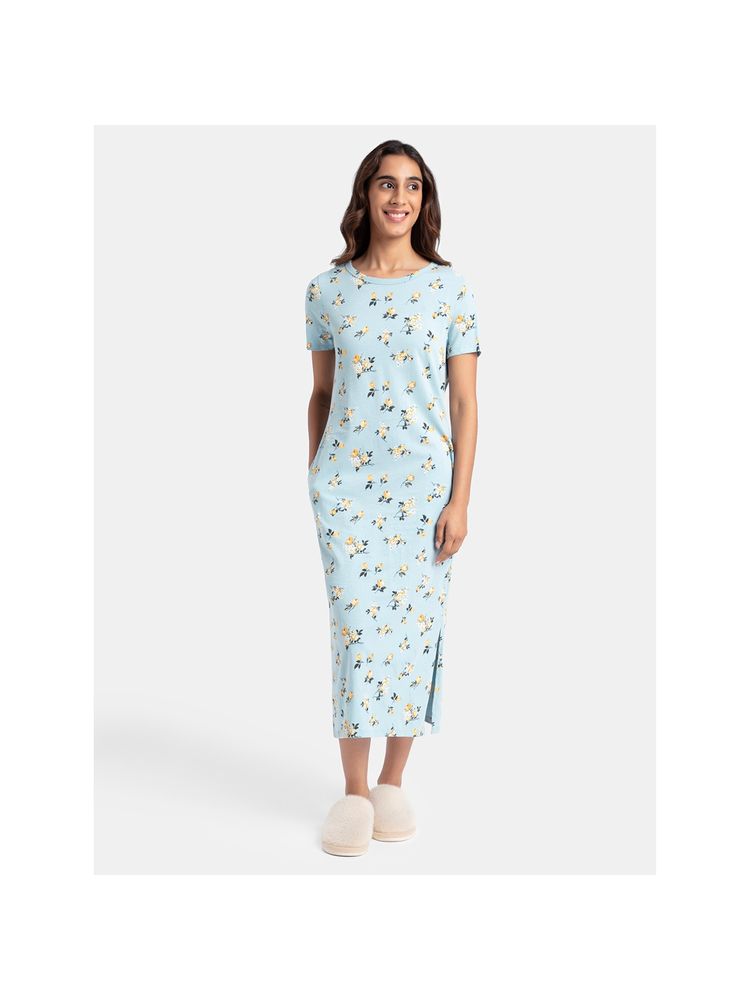 Jockey RX79 Women Super Combed Cotton Long Length Printed Lounge Dress-forget Me Not-picture-17